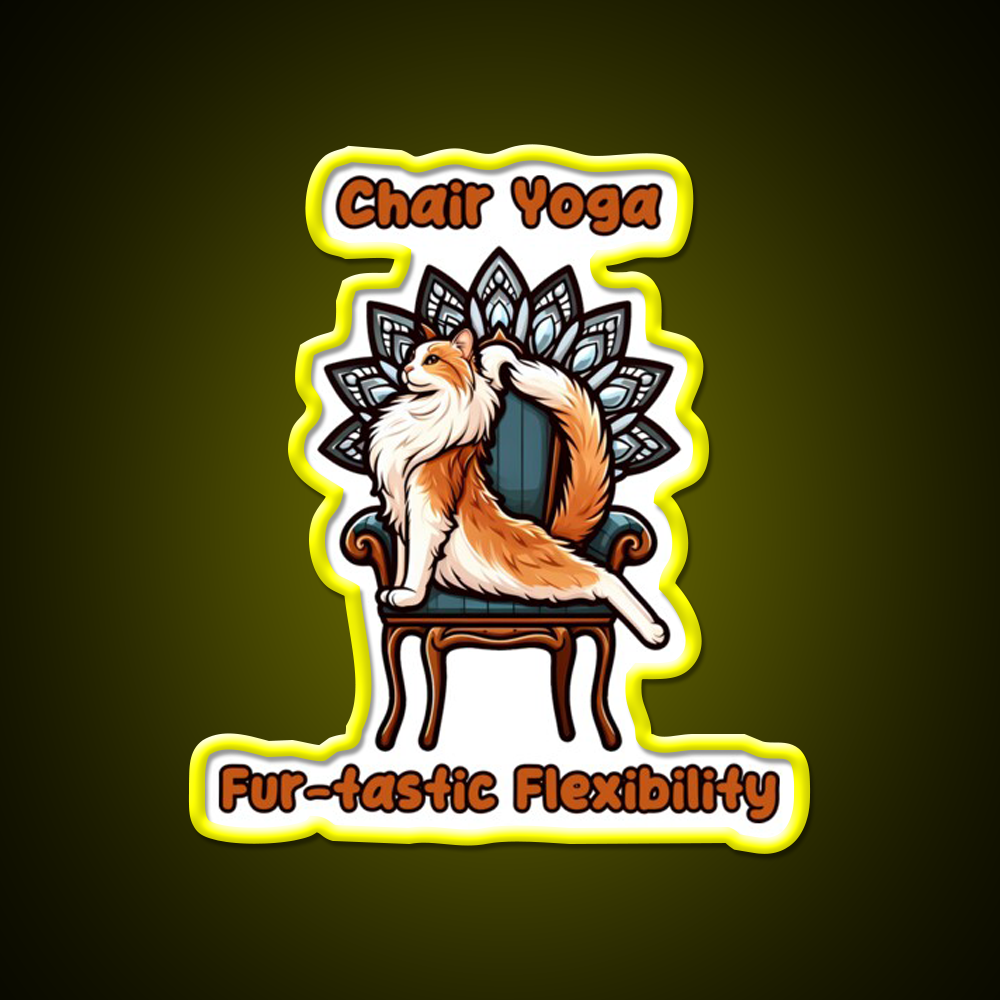 Chair Yoga Cat Pose Yoga Led Neon Sign For Wellness Space Rgb Color