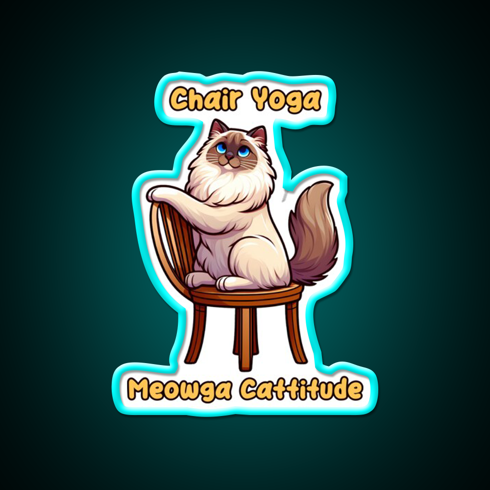 Chair Yoga Cat Pose Yoga Led Neon Sign For Wellness Space Yoga Corner Rgb Color