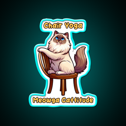 Chair Yoga Cat Pose Yoga Led Neon Sign For Wellness Space Yoga Corner Rgb Color