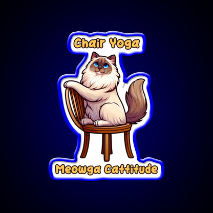 Chair Yoga Cat Pose Yoga Led Neon Sign For Wellness Space Yoga Corner Rgb Color