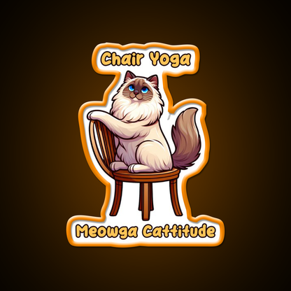 Chair Yoga Cat Pose Yoga Led Neon Sign For Wellness Space Yoga Corner Rgb Color