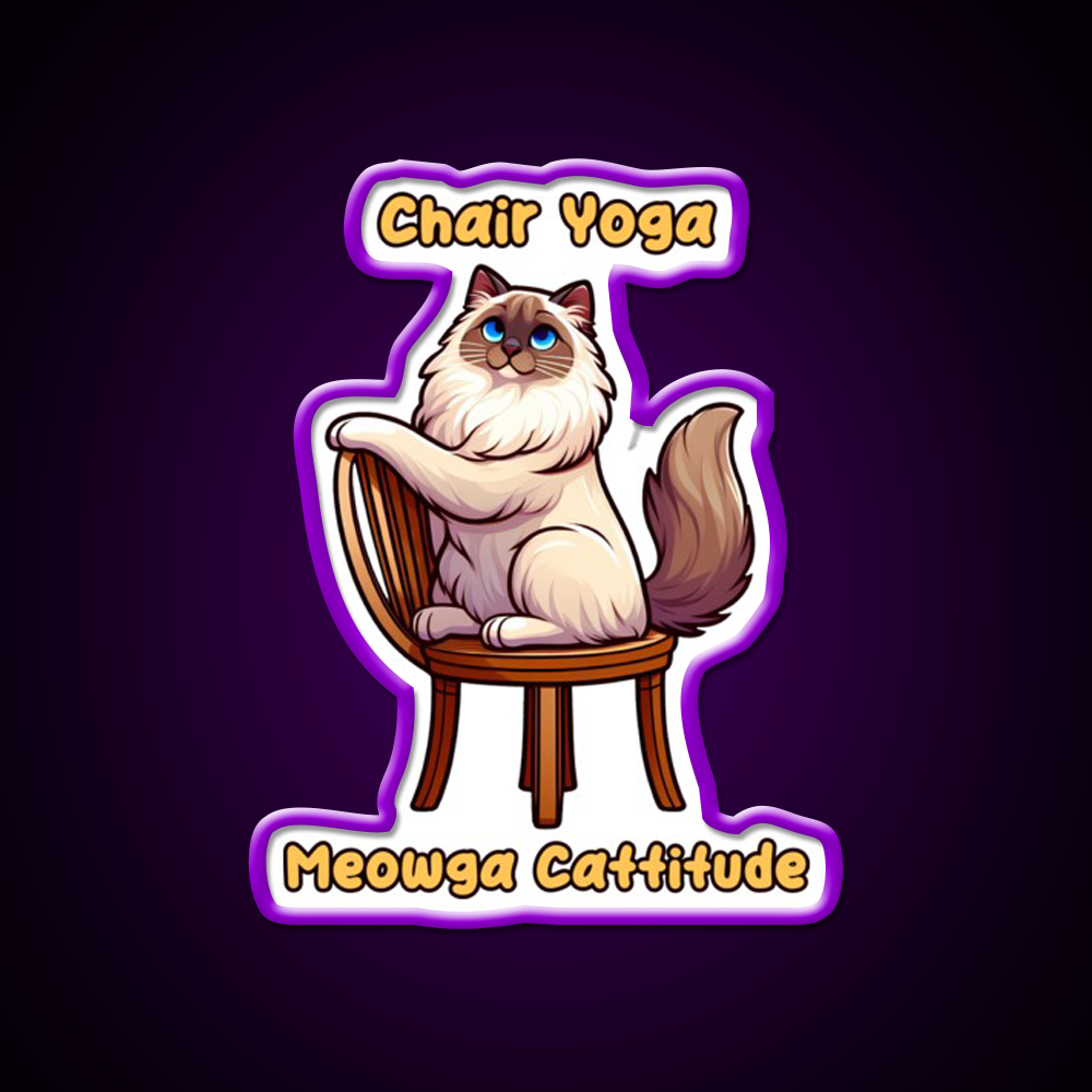 Chair Yoga Cat Pose Yoga Led Neon Sign For Wellness Space Yoga Corner Rgb Color