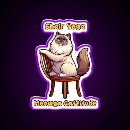 Chair Yoga Cat Pose Yoga Led Neon Sign For Wellness Space Yoga Corner Rgb Color