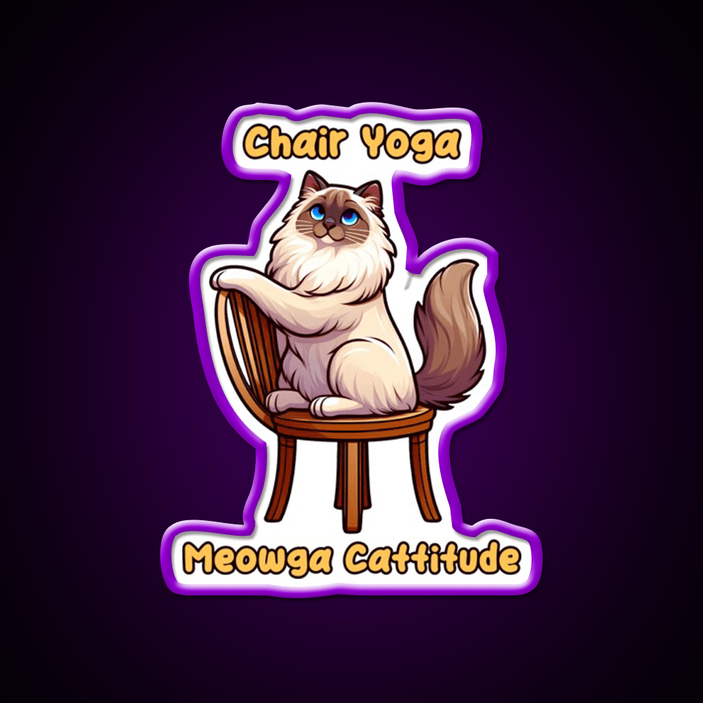 Chair Yoga Cat Pose Yoga Led Neon Sign For Wellness Space Yoga Corner Rgb Color - Shineneon