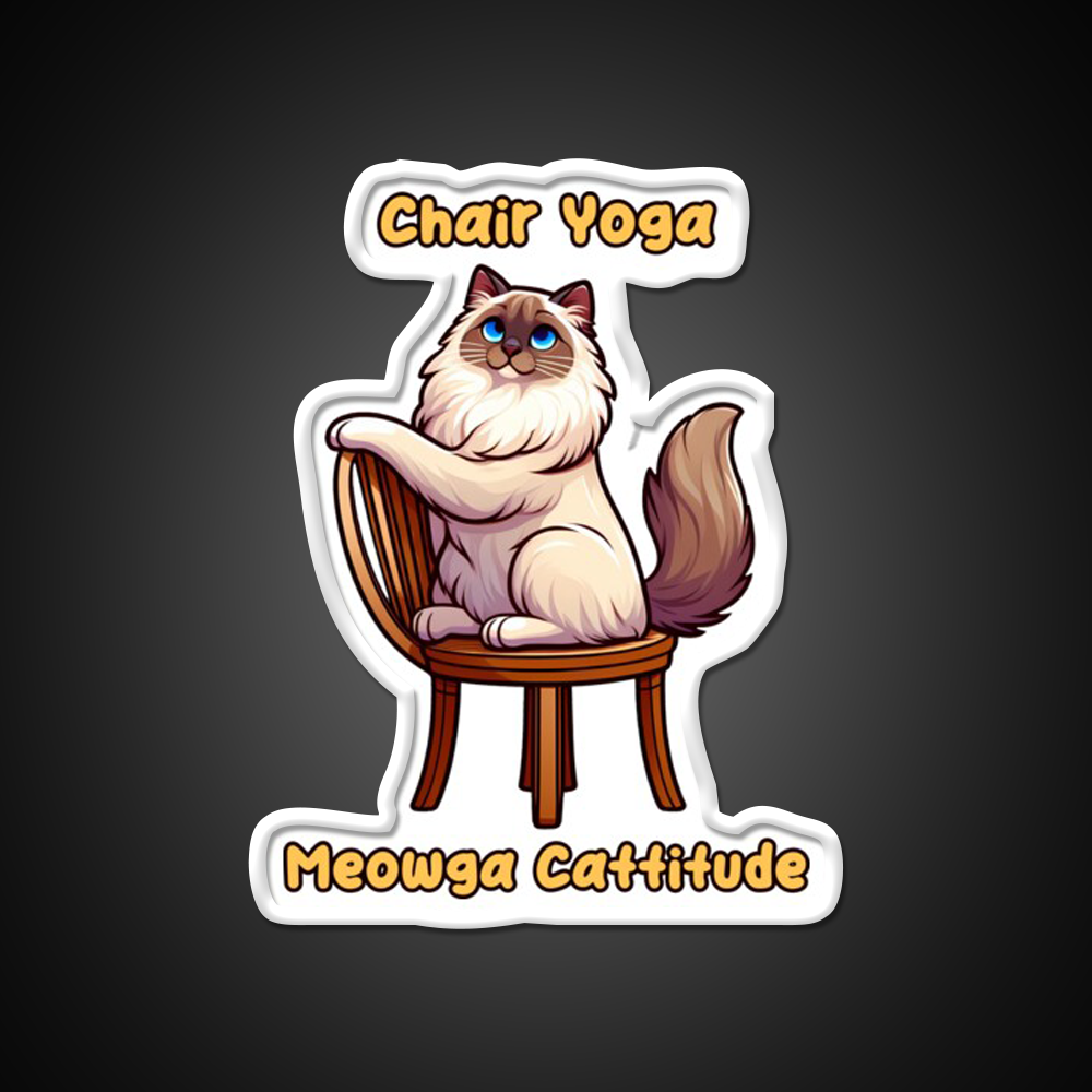 Chair Yoga Cat Pose Yoga Led Neon Sign For Wellness Space Yoga Corner Rgb Color