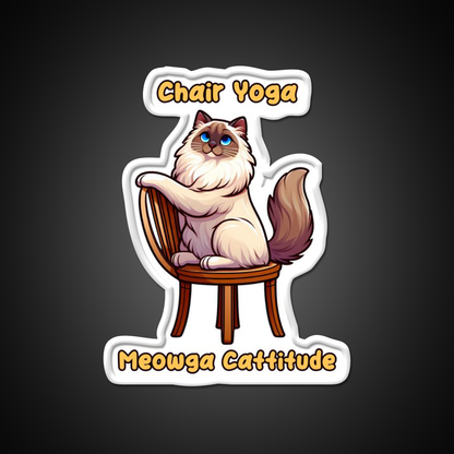 Chair Yoga Cat Pose Yoga Led Neon Sign For Wellness Space Yoga Corner Rgb Color