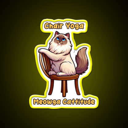 Chair Yoga Cat Pose Yoga Led Neon Sign For Wellness Space Yoga Corner Rgb Color