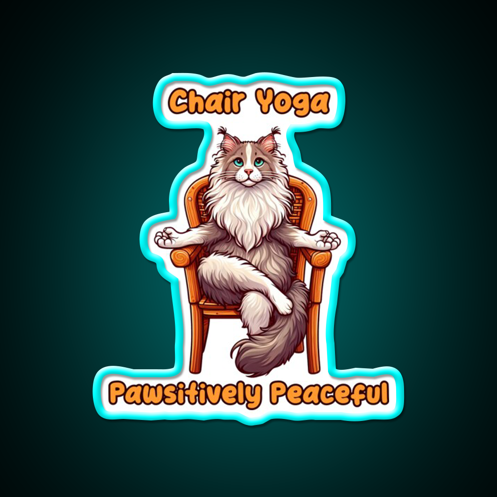 Chair Yoga Cat Pose Yoga Led Neon Sign For Wellness Space Yoga Practice Rgb Color
