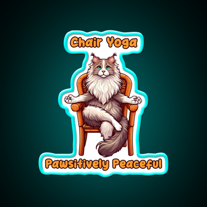 Chair Yoga Cat Pose Yoga Led Neon Sign For Wellness Space Yoga Practice Rgb Color