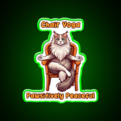 Chair Yoga Cat Pose Yoga Led Neon Sign For Wellness Space Yoga Practice Rgb Color