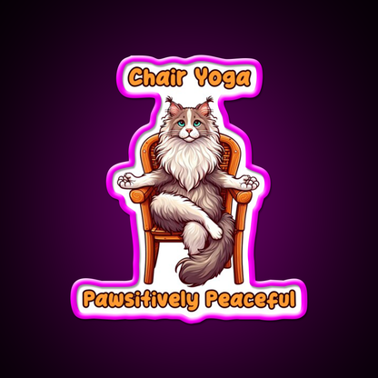 Chair Yoga Cat Pose Yoga Led Neon Sign For Wellness Space Yoga Practice Rgb Color