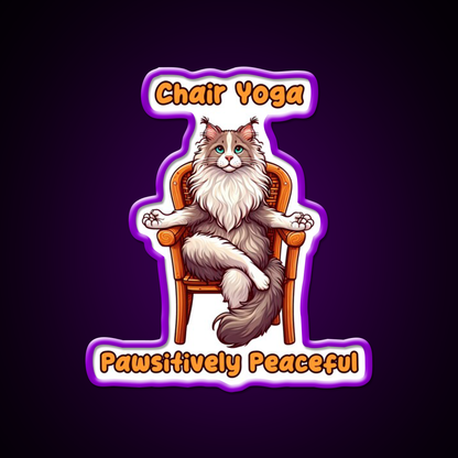 Chair Yoga Cat Pose Yoga Led Neon Sign For Wellness Space Yoga Practice Rgb Color
