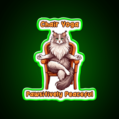 Chair Yoga Cat Pose Yoga Led Neon Sign For Wellness Space Yoga Practice Rgb Color - Shineneon