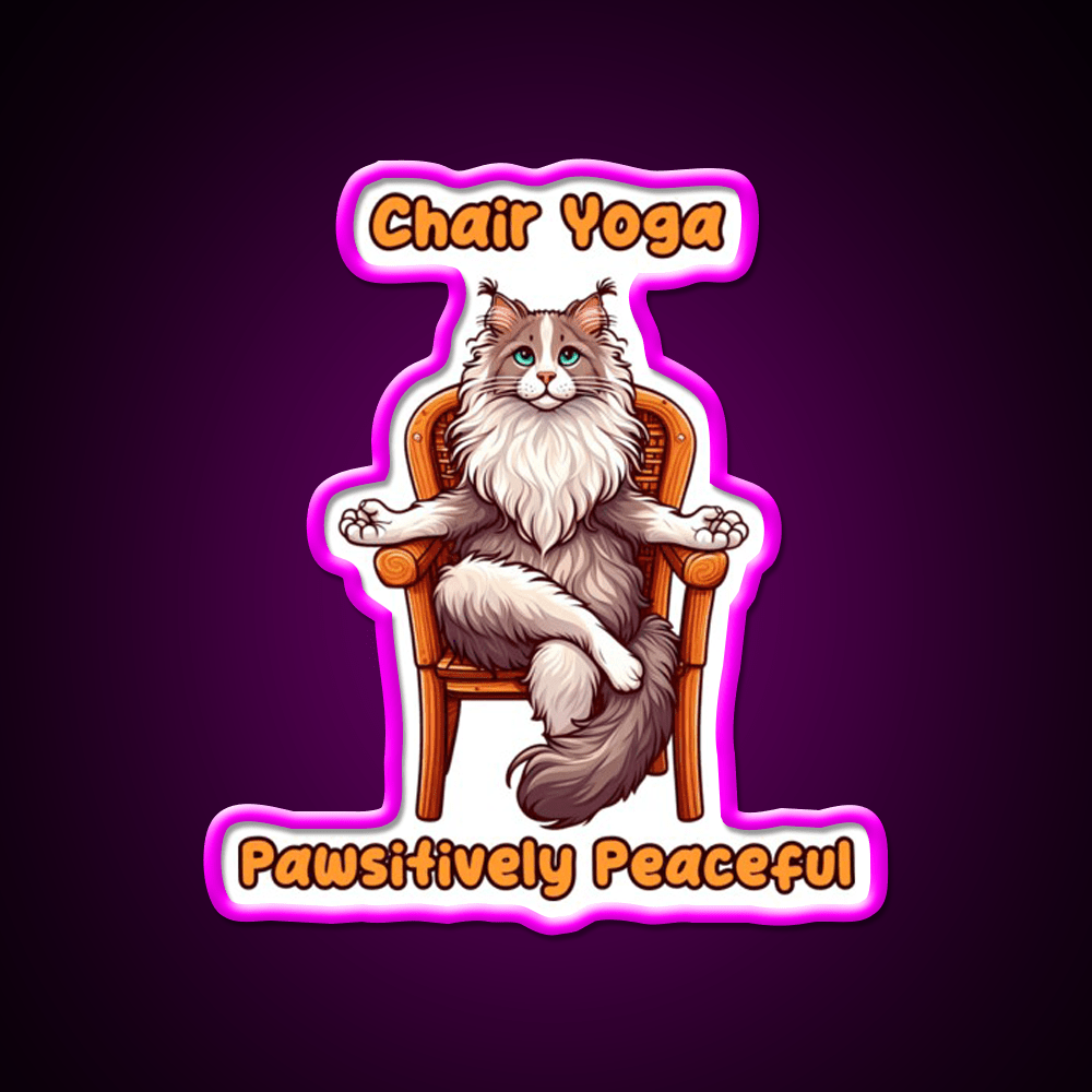 Chair Yoga Cat Pose Yoga Led Neon Sign For Wellness Space Yoga Practice Rgb Color - Shineneon