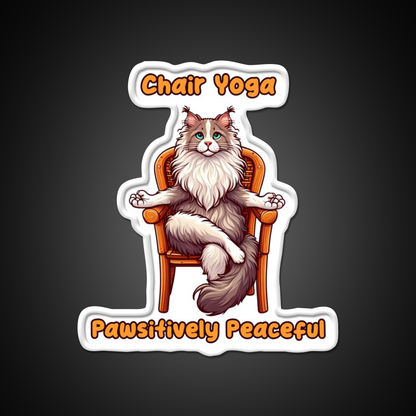 Chair Yoga Cat Pose Yoga Led Neon Sign For Wellness Space Yoga Practice Rgb Color