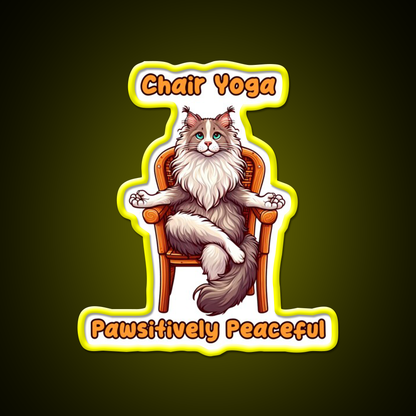 Chair Yoga Cat Pose Yoga Led Neon Sign For Wellness Space Yoga Practice Rgb Color