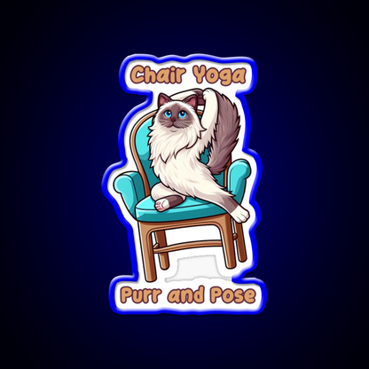 Chair Yoga Cat Pose Yoga Led Neon Sign For Wellness Space Yoga Room Rgb Color