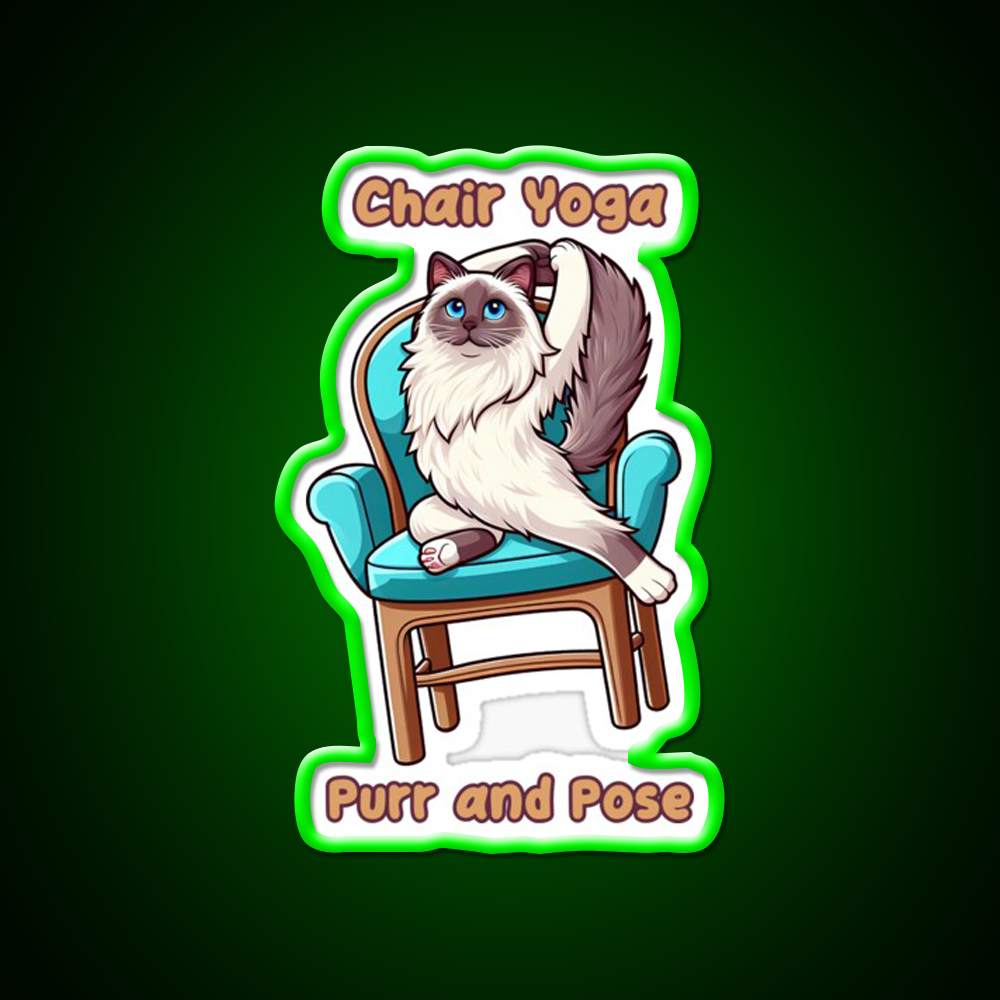 Chair Yoga Cat Pose Yoga Led Neon Sign For Wellness Space Yoga Room Rgb Color