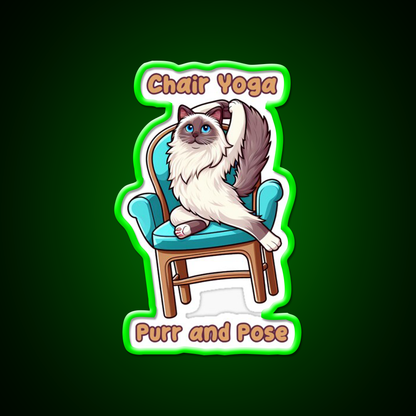 Chair Yoga Cat Pose Yoga Led Neon Sign For Wellness Space Yoga Room Rgb Color