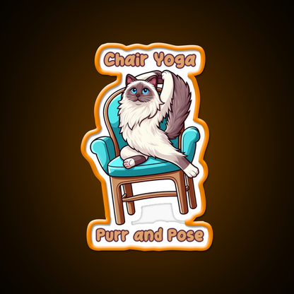 Chair Yoga Cat Pose Yoga Led Neon Sign For Wellness Space Yoga Room Rgb Color