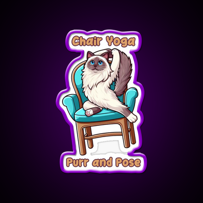 Chair Yoga Cat Pose Yoga Led Neon Sign For Wellness Space Yoga Room Rgb Color