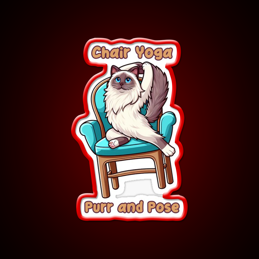 Chair Yoga Cat Pose Yoga Led Neon Sign For Wellness Space Yoga Room Rgb Color