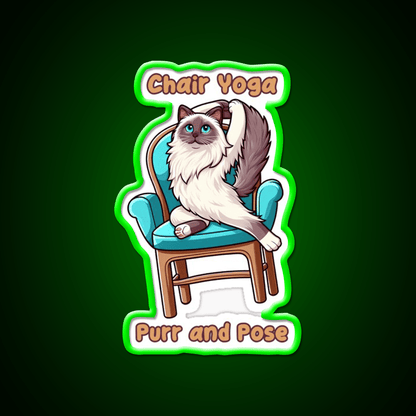 Chair Yoga Cat Pose Yoga Led Neon Sign For Wellness Space Yoga Room Rgb Color - Shineneon