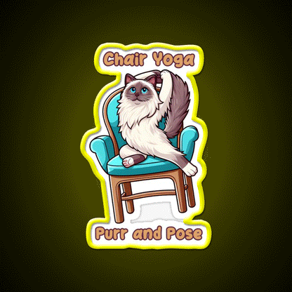 Chair Yoga Cat Pose Yoga Led Neon Sign For Wellness Space Yoga Room Rgb Color