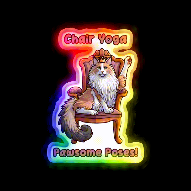Chair Yoga Cat Pose Yoga Led Neon Sign Wall Sign Rgb Color