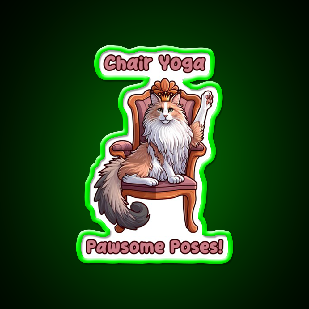 Chair Yoga Cat Pose Yoga Led Neon Sign Wall Sign Rgb Color