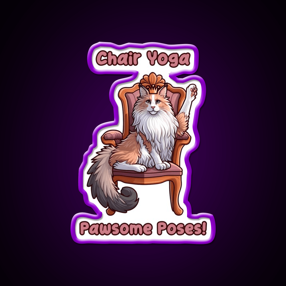 Chair Yoga Cat Pose Yoga Led Neon Sign Wall Sign Rgb Color - Shineneon