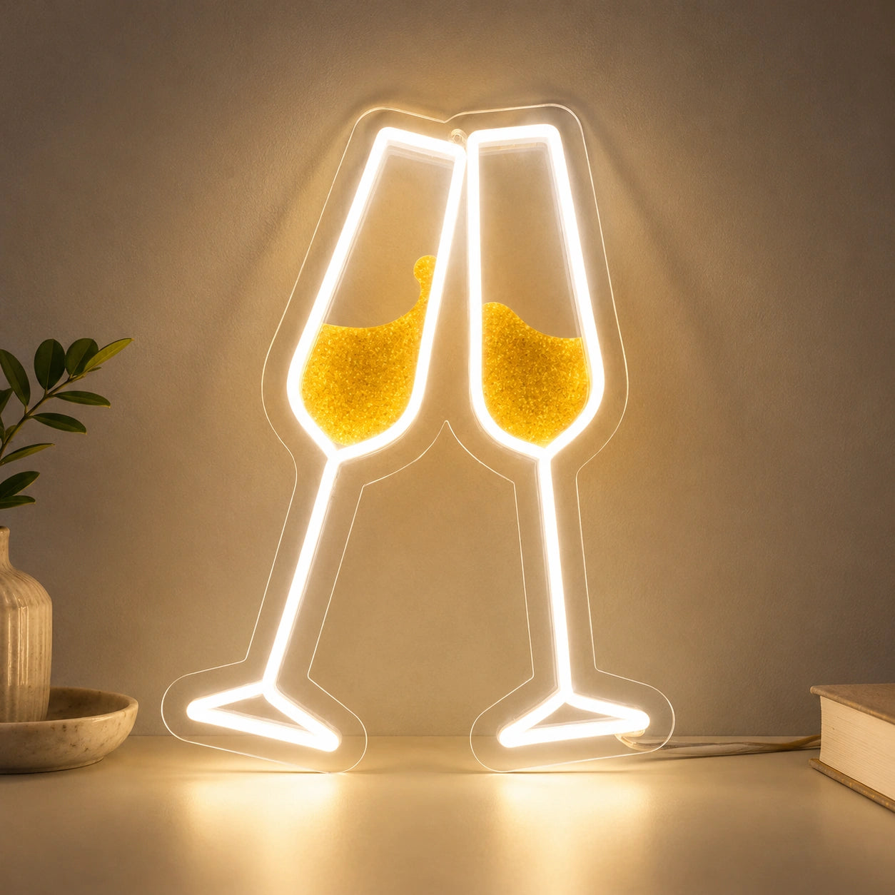 Champagne Glasses Neon Sign LED Neon Sign high-converting product image