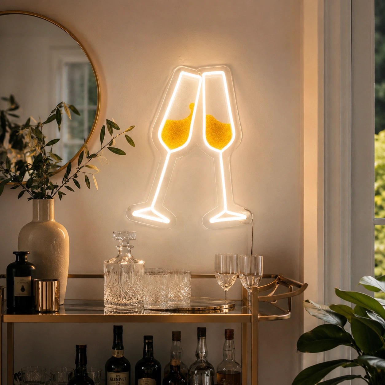 Champagne Glasses Neon Sign LED Neon Sign real lifestyle scene
