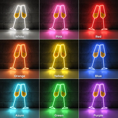 Champagne Glasses Neon Sign LED Neon Sign color grid