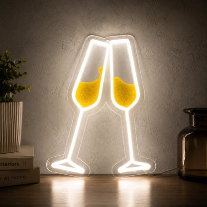 Champagne Glasses Neon Sign Wall Art LED Neon Sign high-converting product image