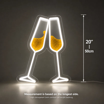 Champagne Glasses Neon Sign Wall Art LED Neon Sign size image