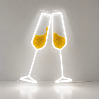 Champagne Glasses Neon Sign Wall Art LED Neon Sign main product image
