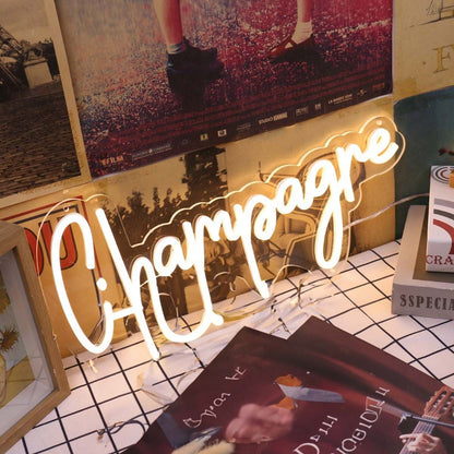 Champagne Yellow Neon Sign For Celebratory And Fun Spaces | Shineneon