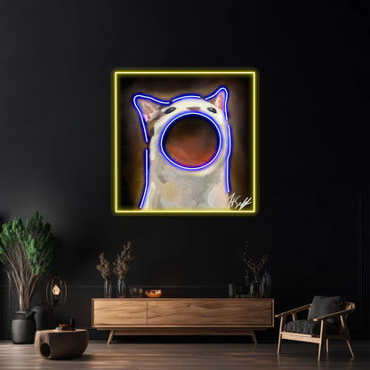 Chaotic Pop Cat Funny Design Artwork Business Neon Sign - Shineneon