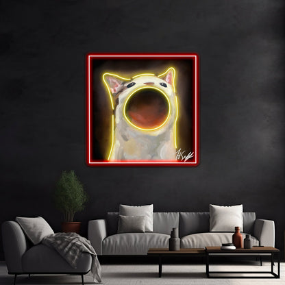Chaotic Pop Cat Funny Design Artwork Business Neon Sign - Shineneon