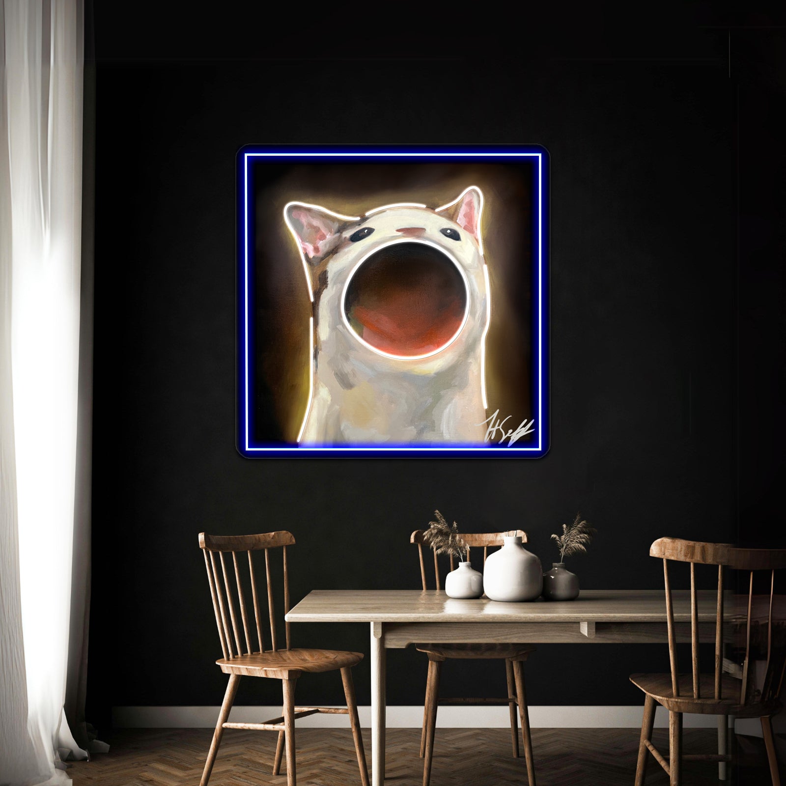 Chaotic Pop Cat Funny Design Artwork Business Neon Sign