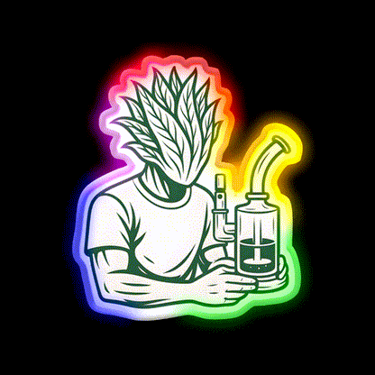 Character 420 Hemp Inspired Green Leaf Led Neon Sign Rgb Color - LED neon sign close-up detail