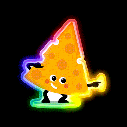Character Fusion Just Cheese Snack Food Led Neon Sign Rgb Color - LED neon sign close-up detail