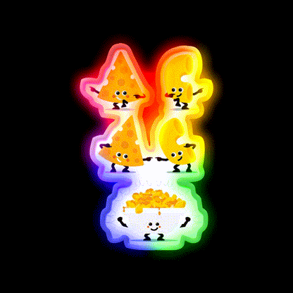 Character Fusion Mac N Cheese Snack Food Led Neon Sign Rgb Color - LED neon sign close-up detail