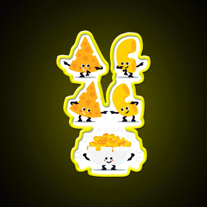 Character Fusion Mac N Cheese Snack Food Led Neon Sign Rgb Color - Custom LED neon sign front view