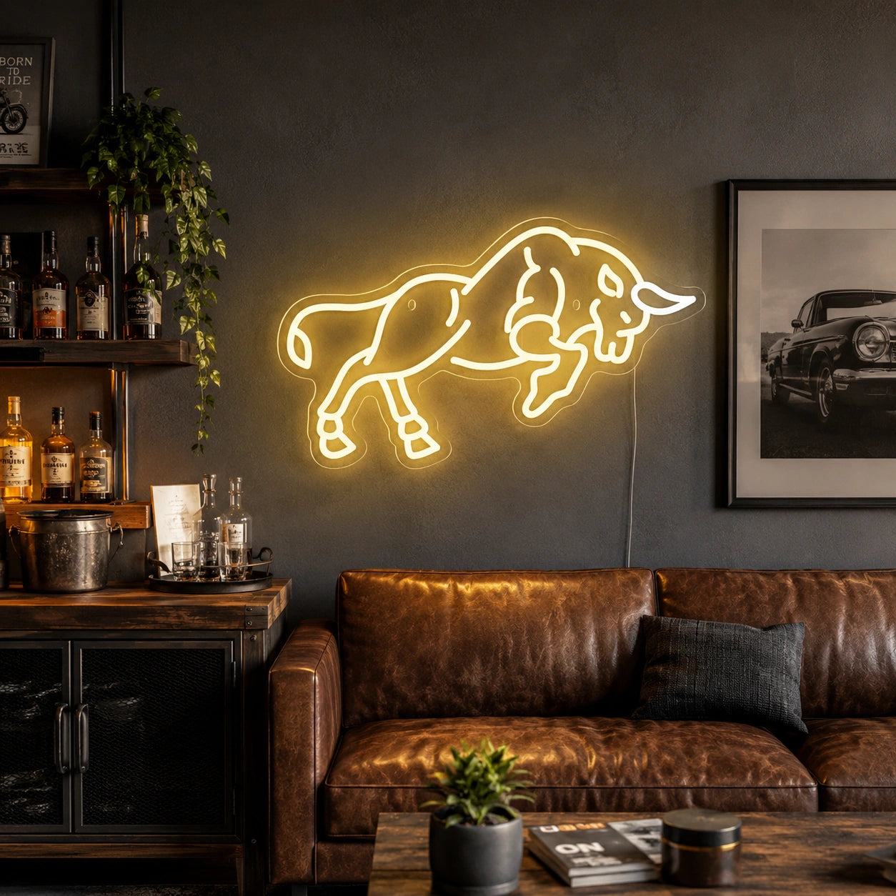 Charging Bull Neon Sign LED Neon Sign real lifestyle scene