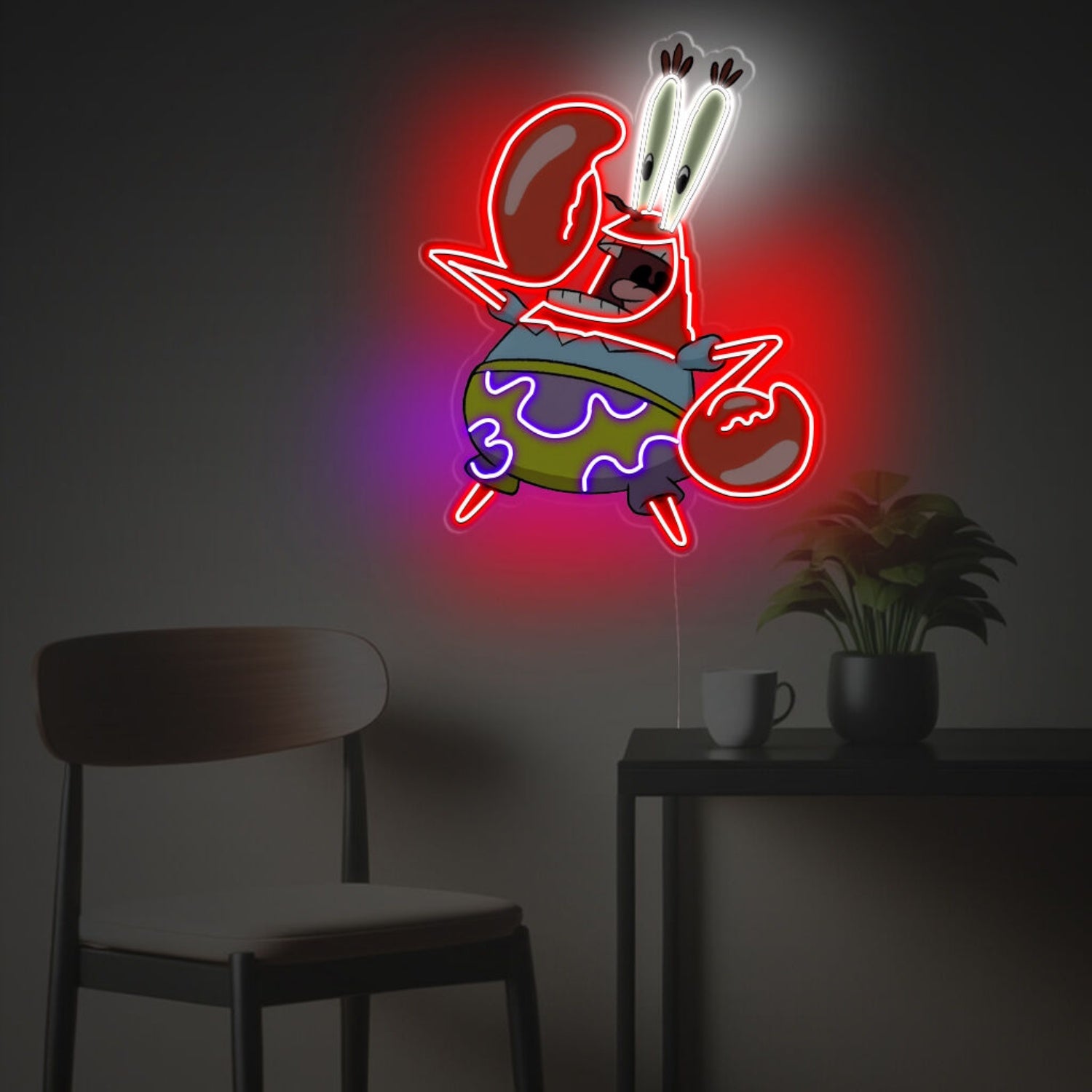 Charm Of Mr Crab With Patrick Shorts Led Neon Acrylic Artwork | Shineneon