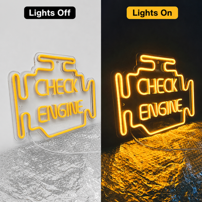Check Engine LED Neon Sign - 06 Day Night Comparison