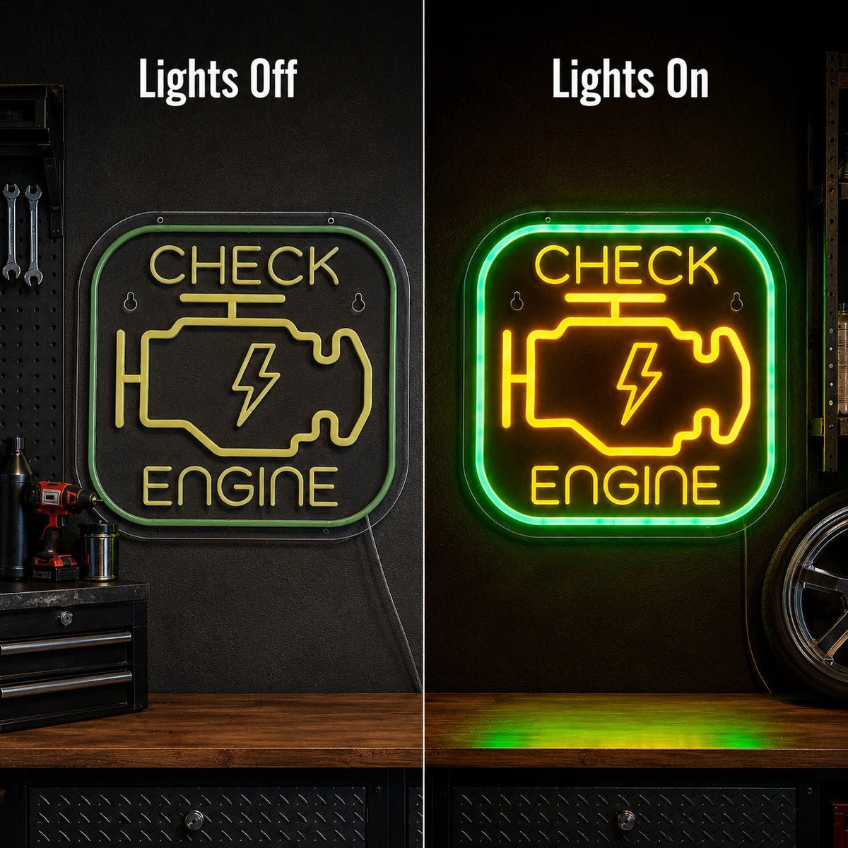 Check Engine Lightning LED Neon Sign - Shineneon