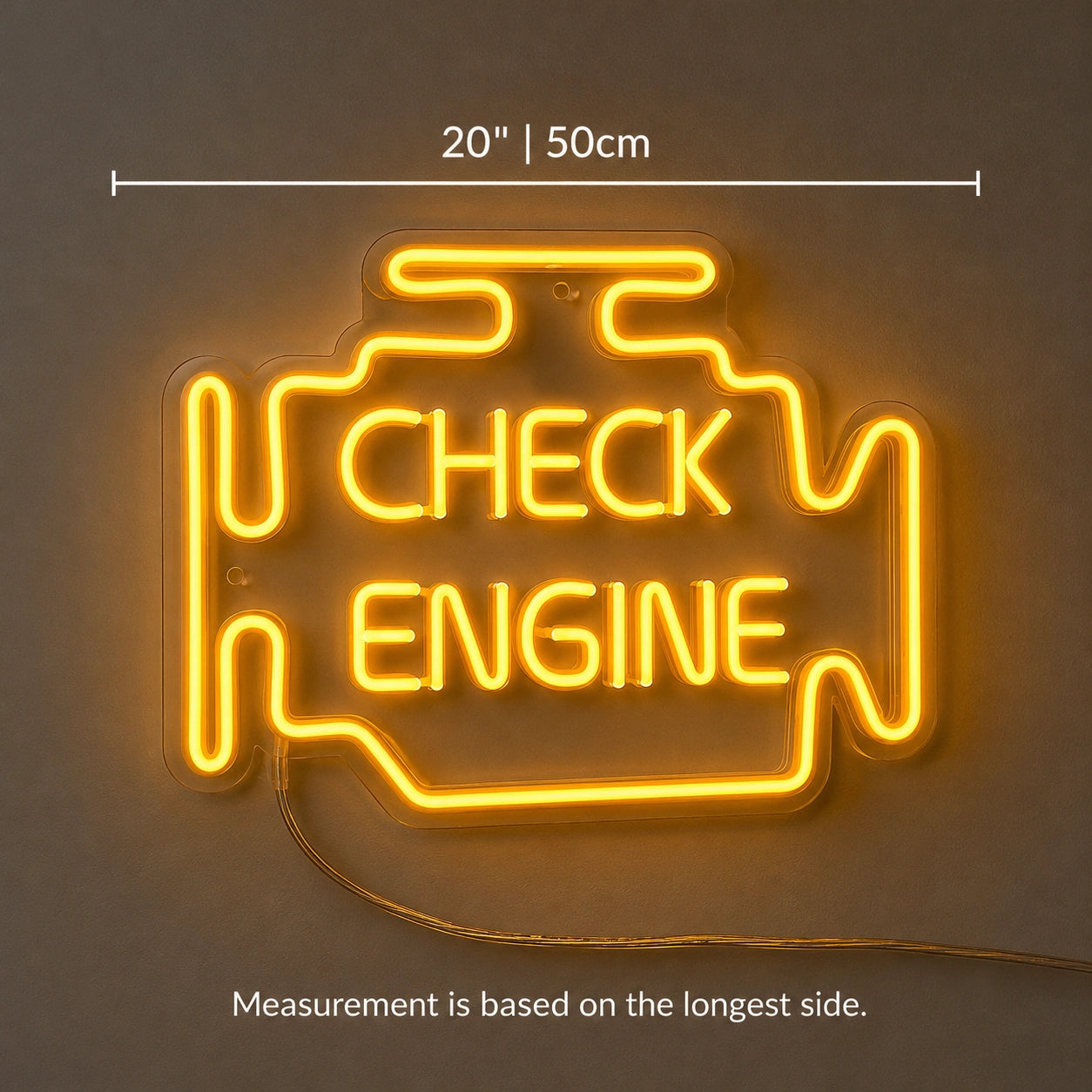 Check Engine Neon Sign Wall Art LED Neon Sign size image